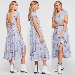 FREE PEOPLE Rita Tiered Midi Dress in Periwinkle M